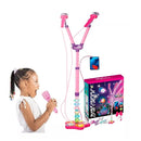 Microfone Infantil Duplo Com Pedestal Amplificador Musical Karaokê EXCLUSIVO LISSHOP