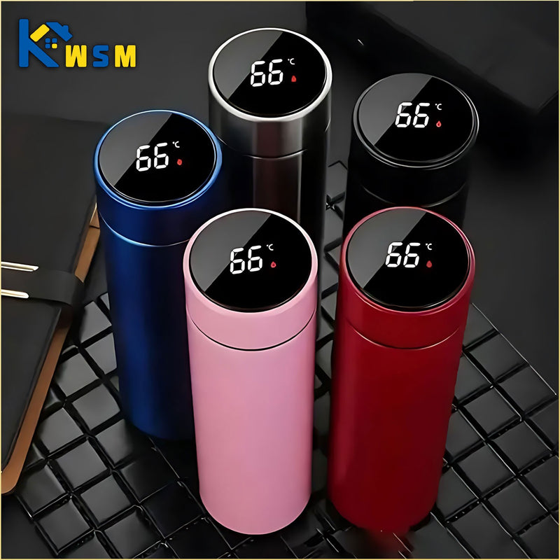 500ml display de temperatura copo térmico de aço inoxidável dividido garrafa
