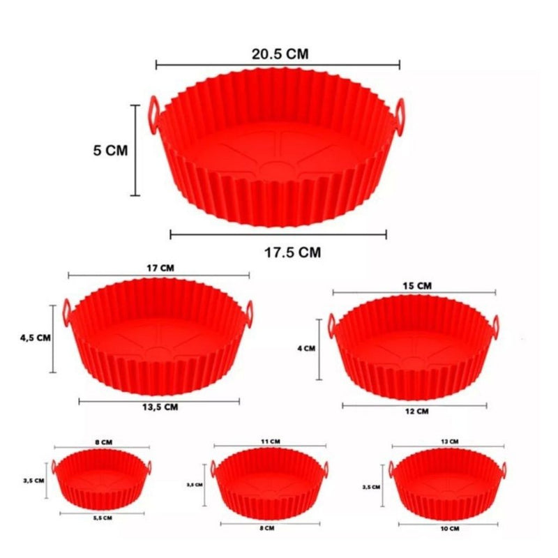 Kit com 6 Formas de Silicone para Air Fryer - Lisshop