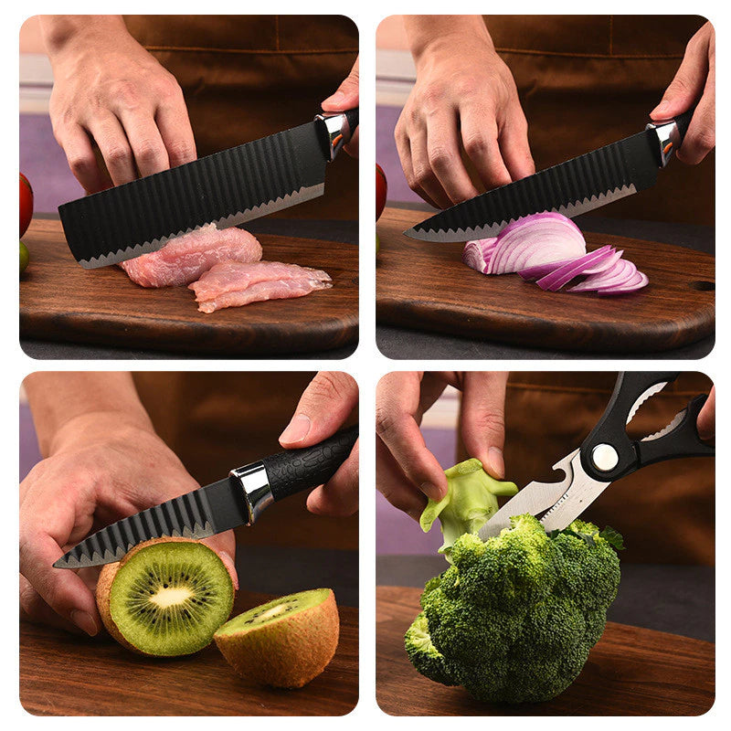 Kit de Facas Profissionais para Churrasco INOX Antiaderente Preta  | Parceiro do Grupo IZESHOP