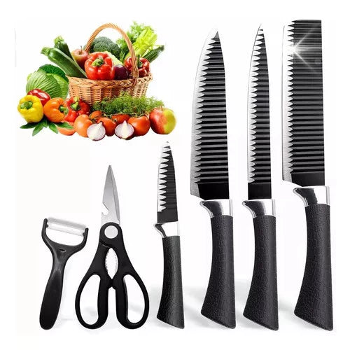 Kit de Facas Profissionais para Churrasco INOX Antiaderente Preta  | Parceiro do Grupo IZESHOP