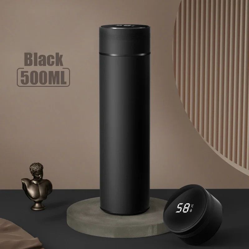 500ml display de temperatura copo térmico de aço inoxidável dividido garrafa
