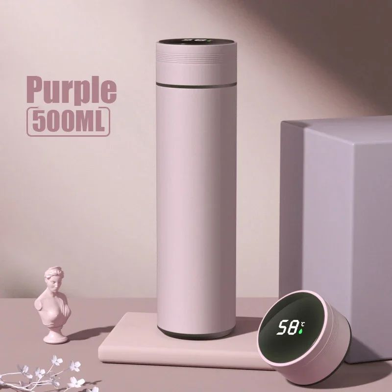 500ml display de temperatura copo térmico de aço inoxidável dividido garrafa