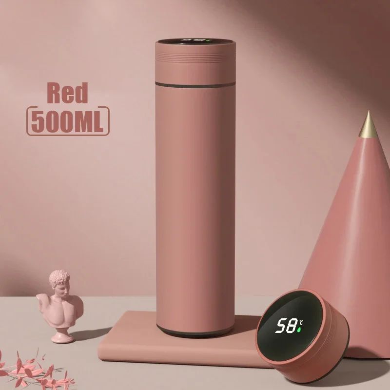 500ml display de temperatura copo térmico de aço inoxidável dividido garrafa