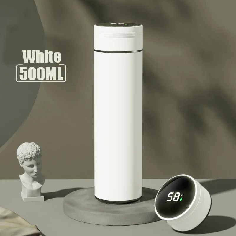 500ml display de temperatura copo térmico de aço inoxidável dividido garrafa
