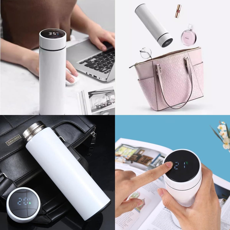 500ml display de temperatura copo térmico de aço inoxidável dividido garrafa